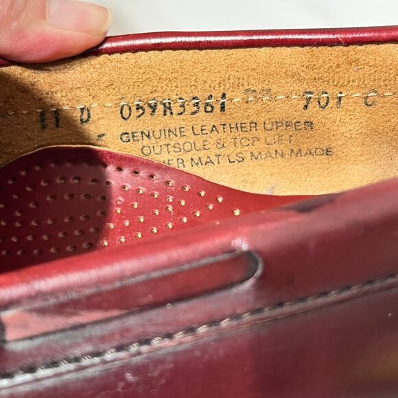Bass Weejuns Loafers Men Shoes Burgundy Leather Tassel Preppy Office Casual 11D - Picture 7 of 9